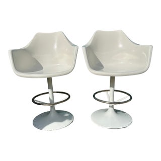 Mid-Century Fiberglass Tulip Swivel Chairs Barstools - A Pair For Sale