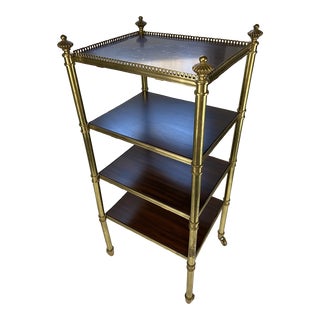 Brass and Wood 4 Tier Etagere For Sale