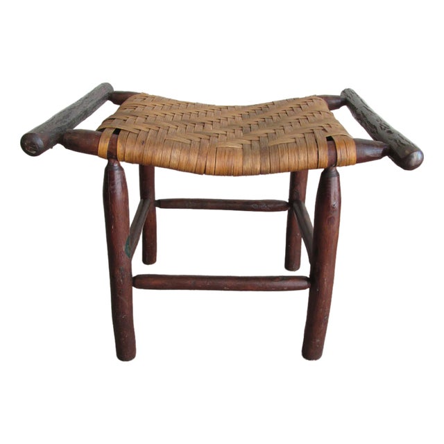 Rustic Ottoman by Old Hickory, La Porte Indiana, Circa 1930 For Sale