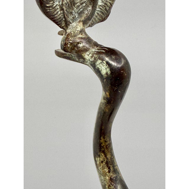 19th Century Neo Classical Grand Tour Bronze Heron Candle Holder For Sale - Image 4 of 15