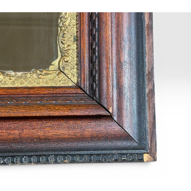 Antique Nineteenth Century Victorian Walnut Overmantel Mirror Gold Gilt Gesso Border For Sale - Image 10 of 10