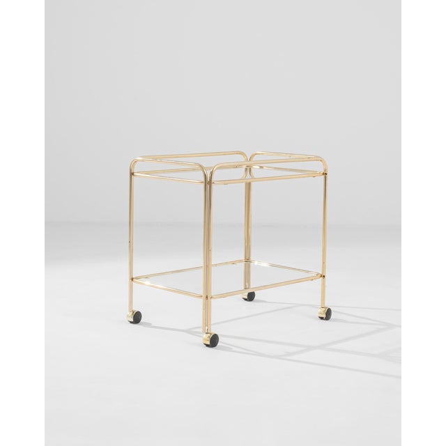 Early 20th Century French Brass Bar Cart with Glass Top on Wheels For Sale - Image 18 of 18