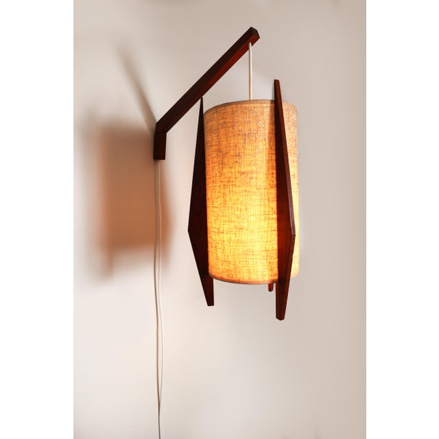 Mid-Century Modern Vintage Mid-Century Modern Scandinavian Teak Hanging Lamp For Sale - Image 3 of 15