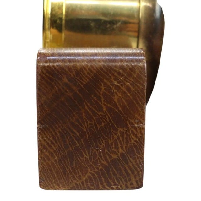 Seth Thomas Corsair Model E537-010 Brass & Mahogany Ship’s Clock Set C1968 For Sale - Image 10 of 10