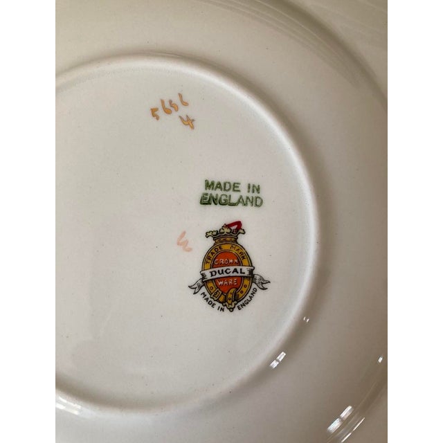 Early 20th Century Crown Ducal Red Burgundy and Gold Border Fruit Decorated Porcelain Plates- Set of 6 For Sale - Image 13 of 18