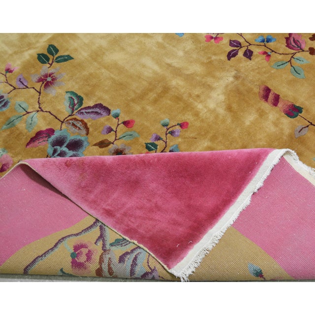 Art Deco Antique Chinese Art Deco Hand Knotted Wool Rug, 8'10x11'7 For Sale - Image 3 of 5