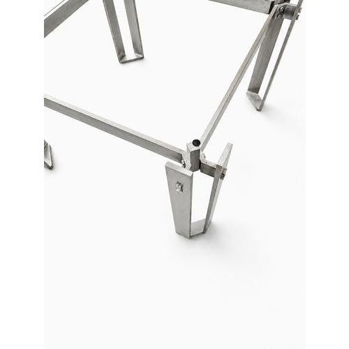 Brutalist Coffee Table in Metal and Glass, 1980s For Sale - Image 4 of 8