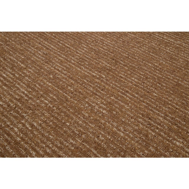Modern Flaweave Wool Rug With Striped Design in Brown For Sale - Image 11 of 11