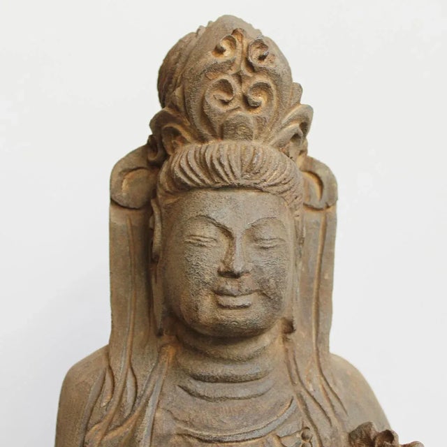Vintage Stone Quan Yin Statue For Sale In Los Angeles - Image 6 of 7