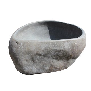 Vintage Outdoor Organic Modern River Rock Boulder Bowl For Sale
