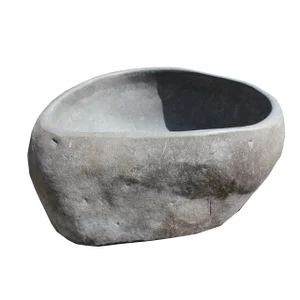 Vintage Outdoor Organic Modern River Rock Boulder Bowl