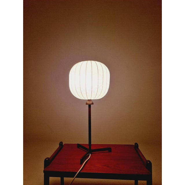 Mid-Century Cocoon Teak and Brass Table Lamp from Vereinigte Werkstätten Munich, 1960s For Sale - Image 9 of 12
