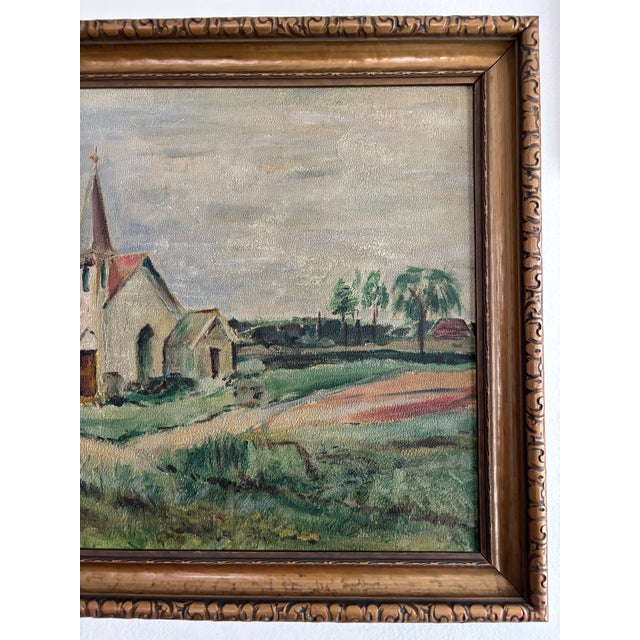 Early 20th Century Folk Art Landscape Oil Painting, Framed For Sale - Image 4 of 11