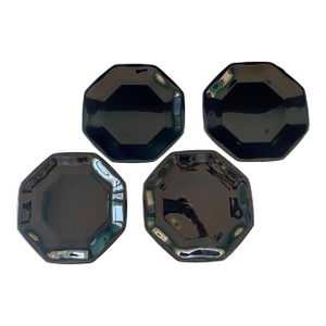 Vintage Black Glass Salad Plates by Arcoroc Octime – Set of 4 – 7.5" – Set of 4