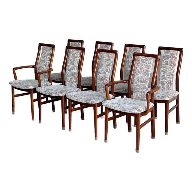 Schou Andersen Rosewood Dining Chairs Set of 8 Wooden Seats Denmark Mid-Century Modern 1960s For Sale
