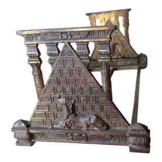 Antique Art Deco, Egyptian Revival Bookends With Sphinx and Pyramids For Sale