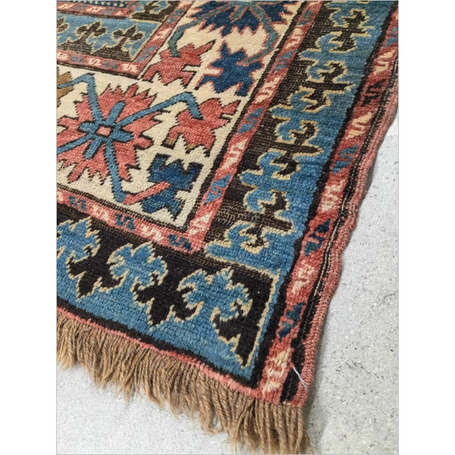 Distressed Antique Hand-Knotted Caucasian Gallery Rug. 4'7'x 8'10". For Sale - Image 9 of 18