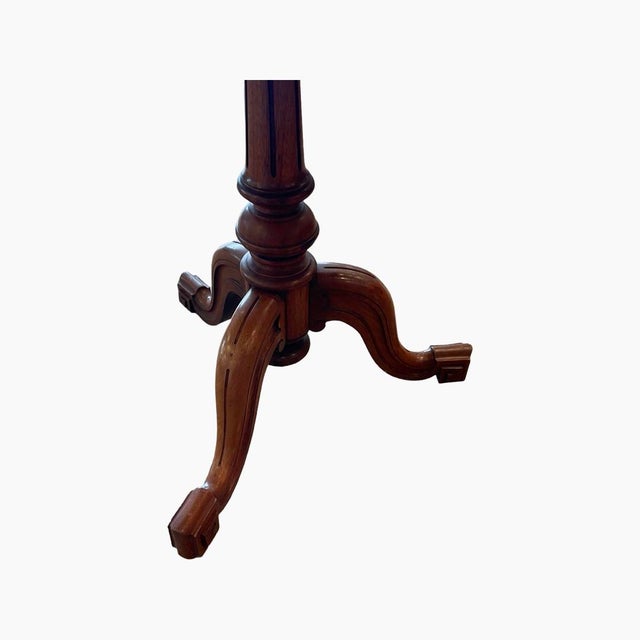 English Round Victorian Occasional Table With Floral Needlepoint Top For Sale - Image 3 of 7