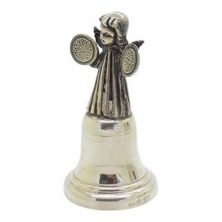 Vintage Italian Handmade Genuine Silver Musical Angel Bell by Brandimarte of Florence, 1980s Solid 800 Silver Christmas Table Bell 283 Fi For Sale