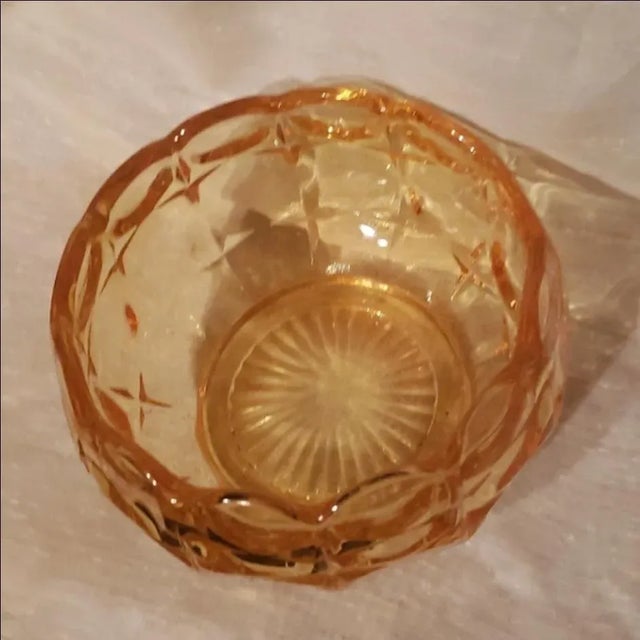 Tiara Indiana Glass Constellation Yellow Mist Gold Candy Nut Bowl Vintage Mid-century Modern design Use for candy nuts...