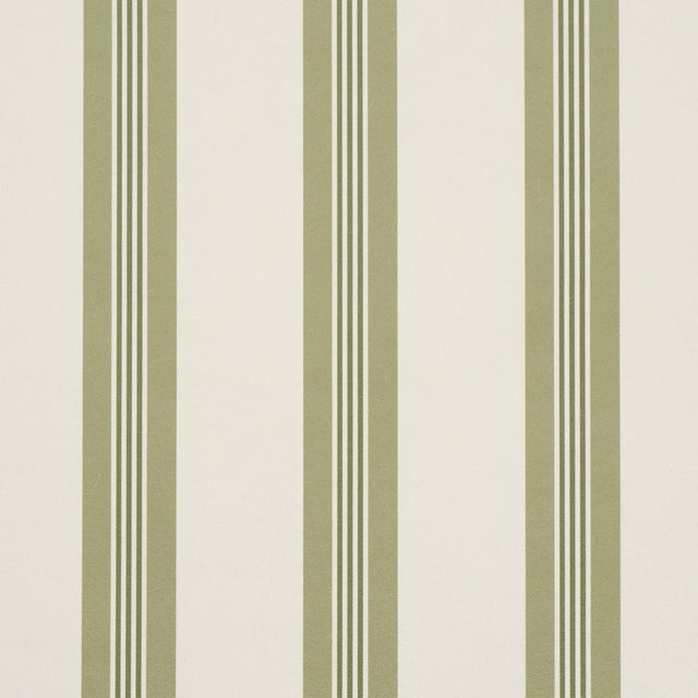 Traditional Schumacher Chatham Stripe Wallcovering In Leaf For Sale - Image 3 of 6