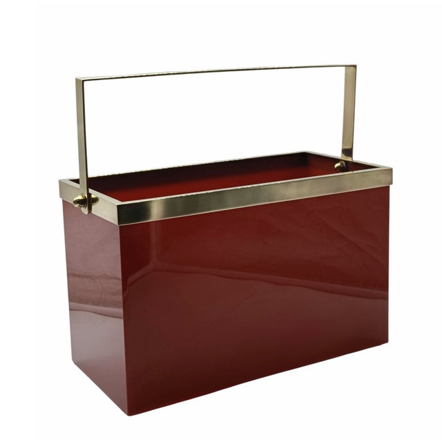 Mid-Century Modern Vintage Magazine Rack in Orange Acrylic and Brass from Christian Dior, 1960s For Sale - Image 3 of 8