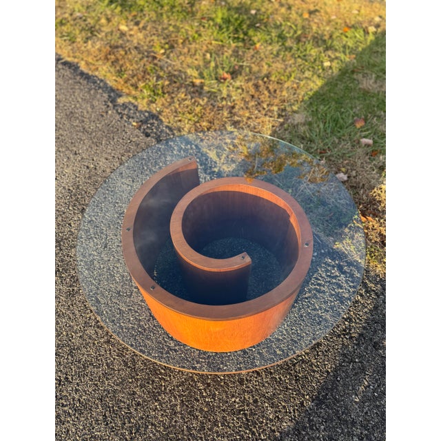 Vladimir Kagan Attributed Walnut Snail Coffee Table Mid-Century Modern For Sale - Image 6 of 10