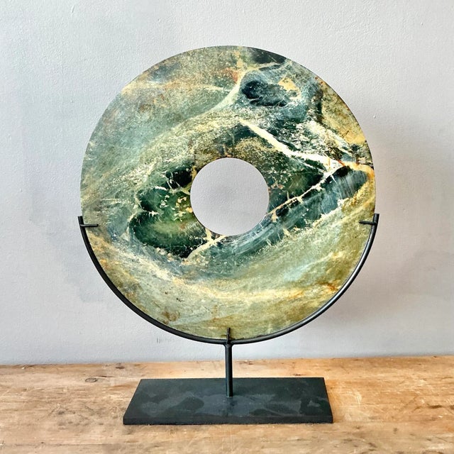 Vintage Asian Green Marble Disc For Sale In West Palm - Image 6 of 7