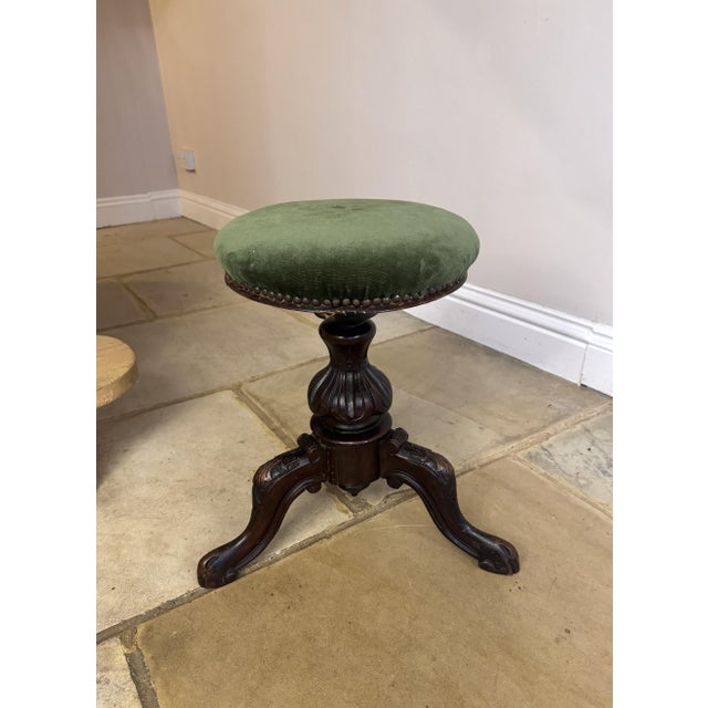 Antique Victorian Carved Walnut Revolving Stool, 1880 For Sale - Image 3 of 7