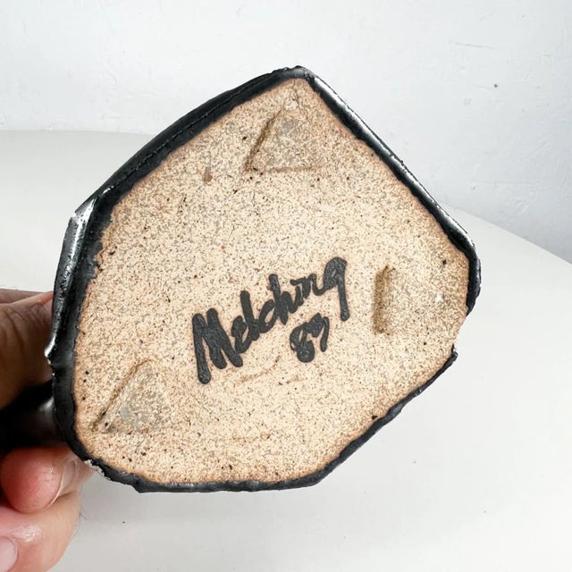 1983 Vintage Pottery Art Black Single Coffee Cup Mug Signed Melching For Sale In San Diego - Image 6 of 8