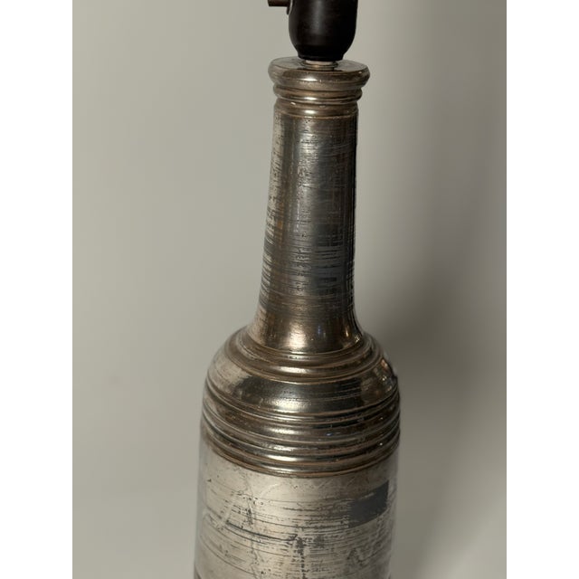 Large Stoneware Table Lamp in Silver Glaze by Bitossi for Bergboms, 1970s For Sale - Image 10 of 15