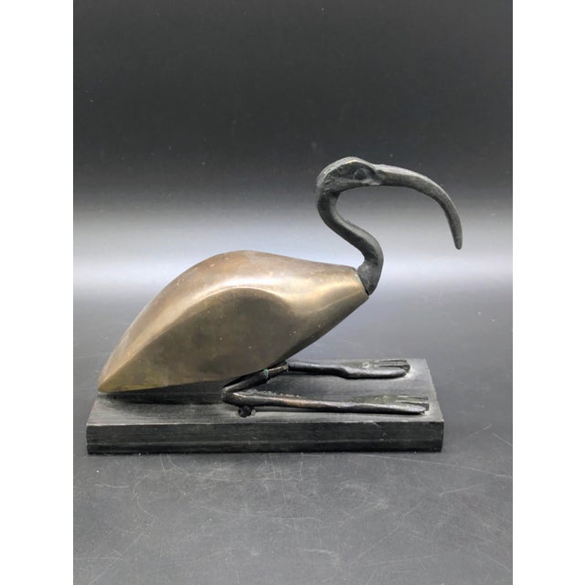 Vintage Egyptian-Themed Brass & Bronze Ibis For Sale - Image 4 of 7