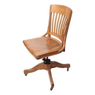 Antique Oak Swivel Tilt Desk Chair by Sikes C. 1920/40's For Sale