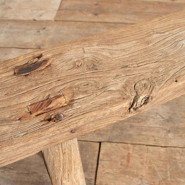 Rustic Antique Reclaimed Rustic Wooden Hallway Pig Bench For Sale - Image 3 of 6