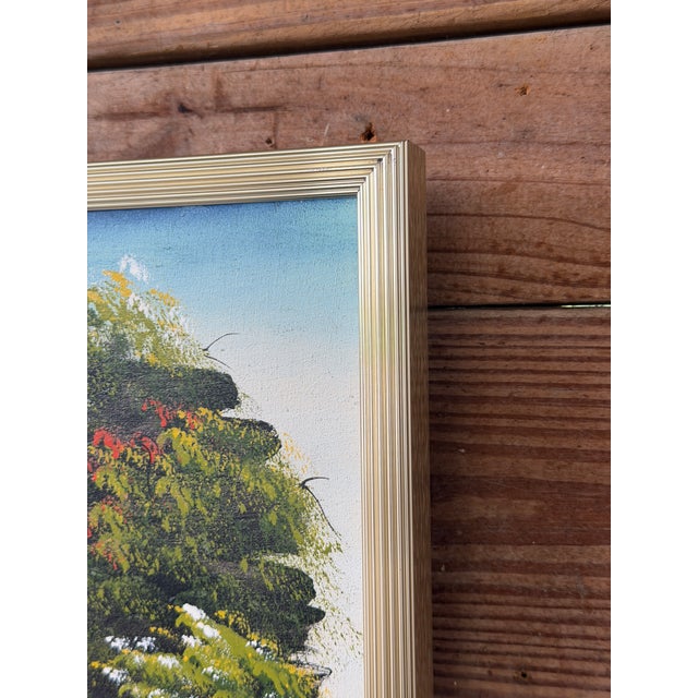 Vintage Large Haitian Naïve Art Coastal Village Landscape Painting by Jacky Salomon For Sale - Image 9 of 12
