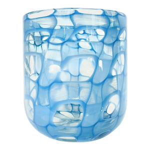 Mid 20th Century Large Blown Art Glass Vase With Iridescent Blue Pattern