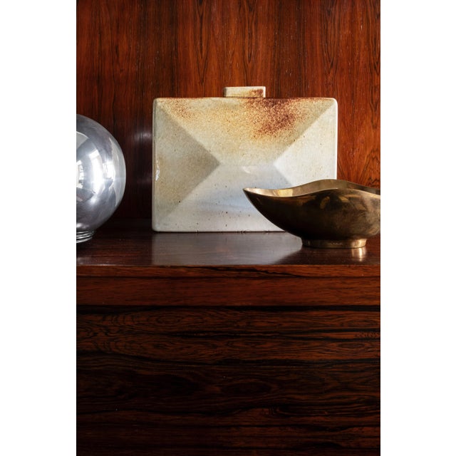 Ceramic Rectangular Vase in Glazed Ceramic by Leandro Lega, 1982 For Sale - Image 7 of 13