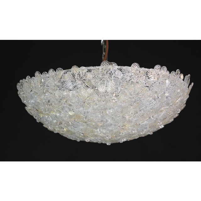 Transparent 1970s Wonderful Large Gold and Transparent Murano Glass Ceiling Light Flower by Seguso For Sale - Image 8 of 14