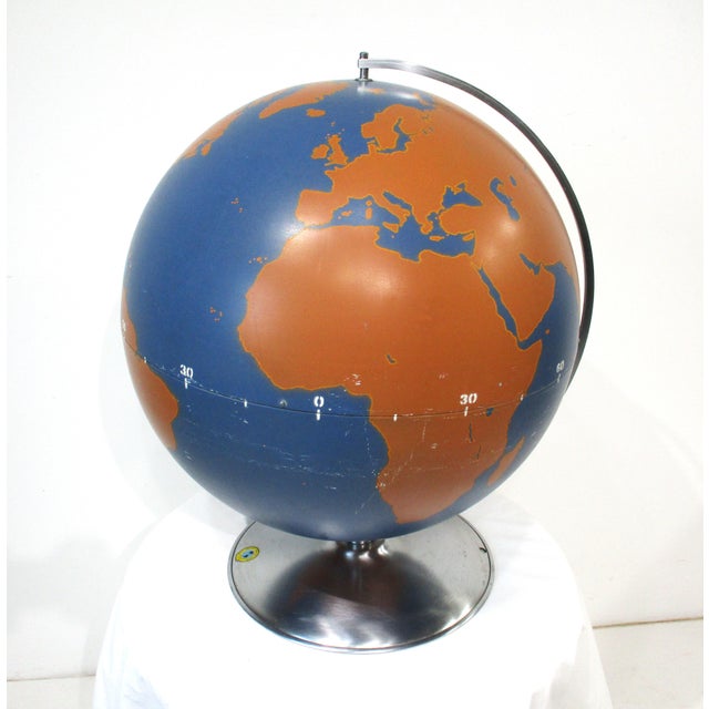 A.J. Nystrom Large Rare Color Metal Military Machine Age Globe by a.j. Nystrom For Sale - Image 4 of 12