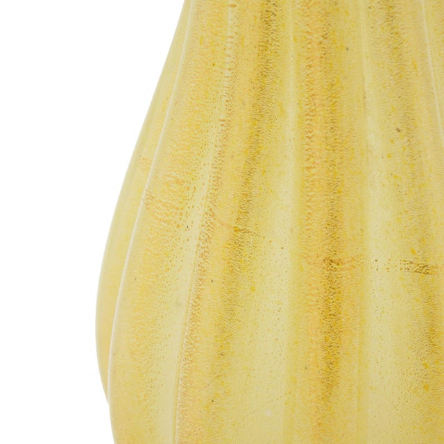 Glass Archimede Seguso Attributed Murano Gold-Infused Ribbed Blown Glass Vase, 1950's For Sale - Image 7 of 10