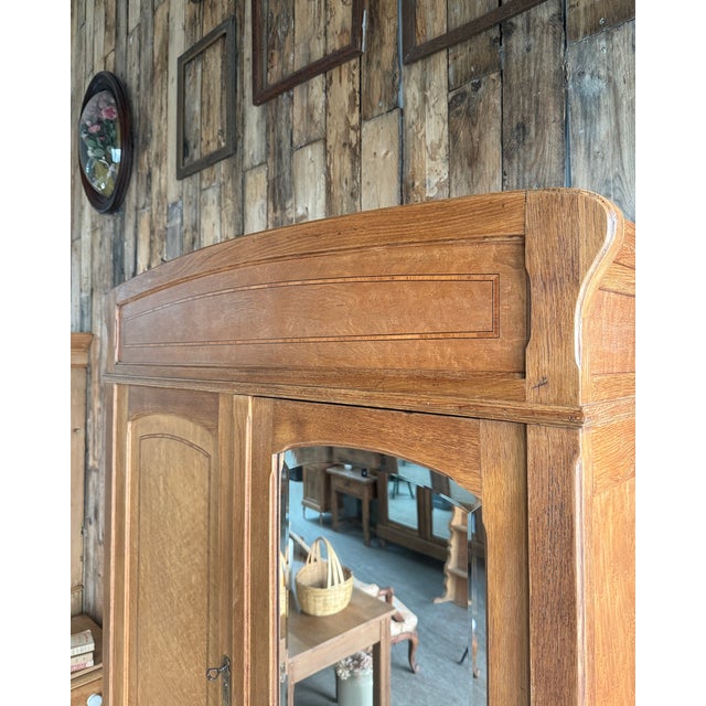 Large Art Nouveau Wardrobe in Oak and Speckled Maple, 1890s For Sale - Image 15 of 18
