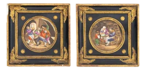 Continental Painted Porcelain Plaques, Pair