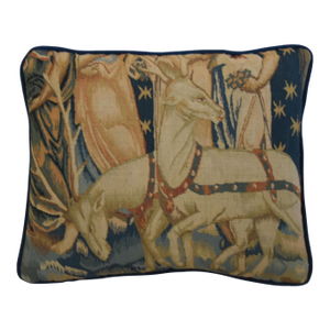 Vintage Italian Wool Tapestry Feather/Down Pillow Depicting Deer