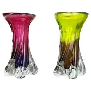 Vintage German Vase in Hand Blown Crystal Glass by Joska, 1970s, Set of 2