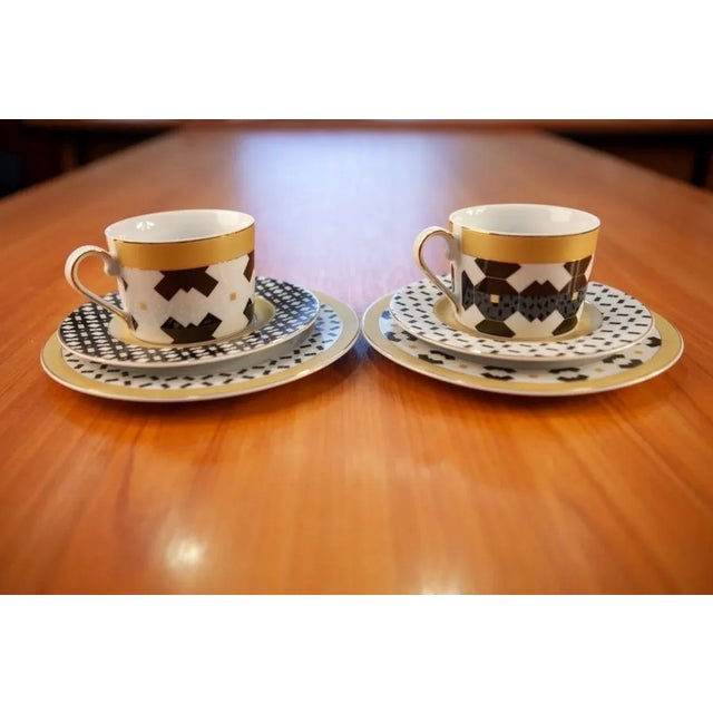 Contemporary 250 ml Cups with Saucer and Dessert Plate by Jenny Pierrot for Zaklady Porcelany Cmielow, Set of 2 For Sale - Image 3 of 11