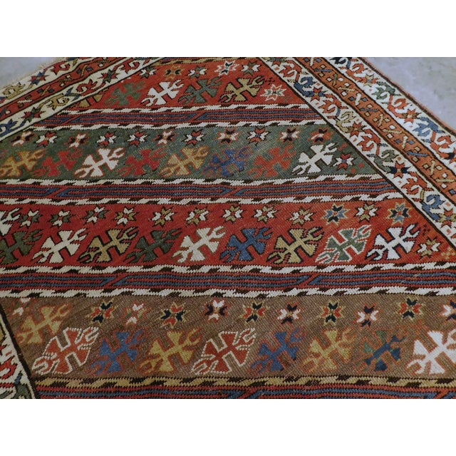 Textile Antique Hand-Knotted Caucasian Gendje Gallery Rug. 4'7"x 9'3" For Sale - Image 7 of 15