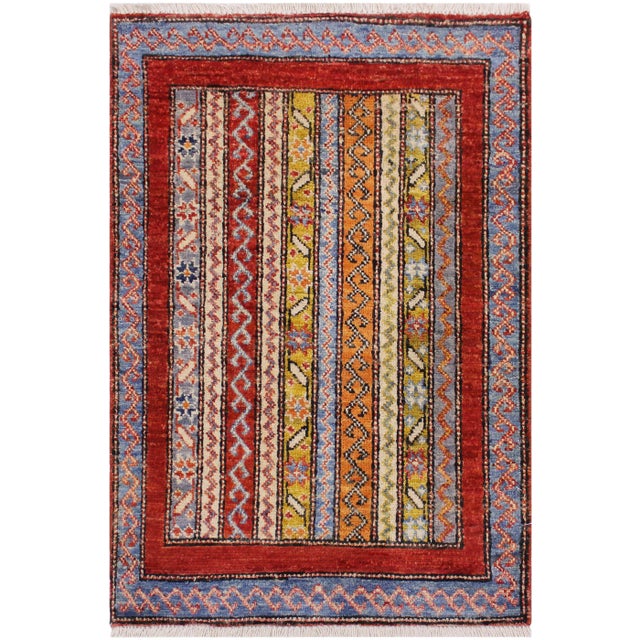 1990s Shabby Chic Vintage Tribal Khurgeen Steffen Rust Wool Rug - 1′11″ × 2′11″ For Sale