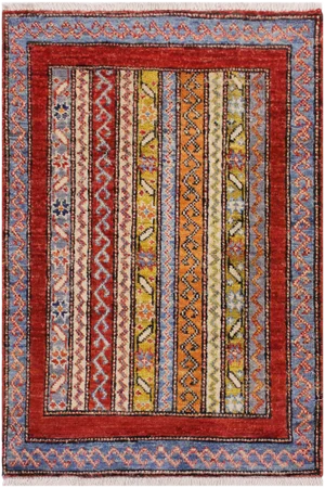 1990s Shabby Chic Vintage Tribal Khurgeen Steffen Rust Wool Rug - 1′11″ × 2′11″