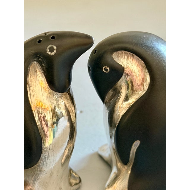 Metal 1980s Emilia Castillo Taxco Sterling and Porcelain Penguin Salt & Pepper Shakers - a Pair For Sale - Image 7 of 11