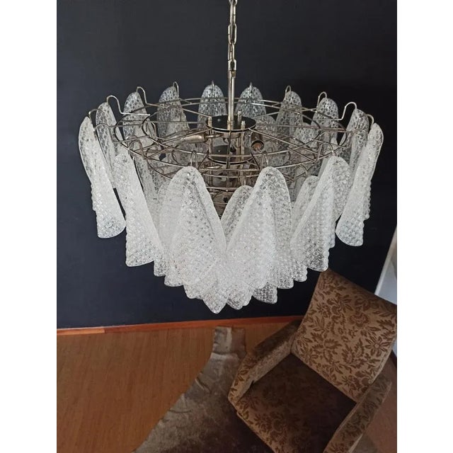 Vintage Italian Murano Glass Chandelier with 57 Glass Rondini Petals, 1980s For Sale - Image 4 of 16